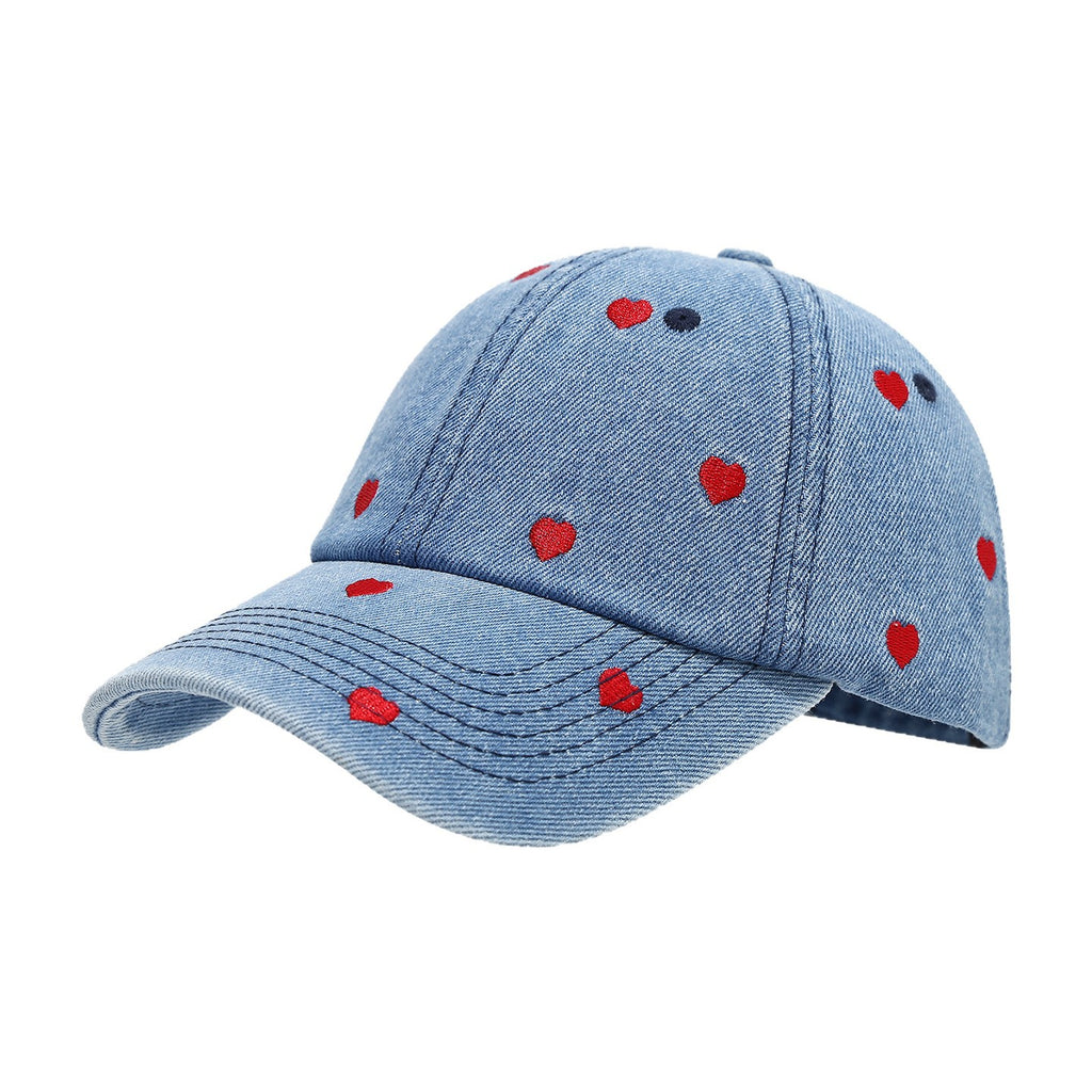 Love Embroidered Denim Baseball Cap