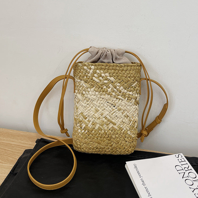 Women Handmade Woven Straw Crossbody Phone Beach Bag