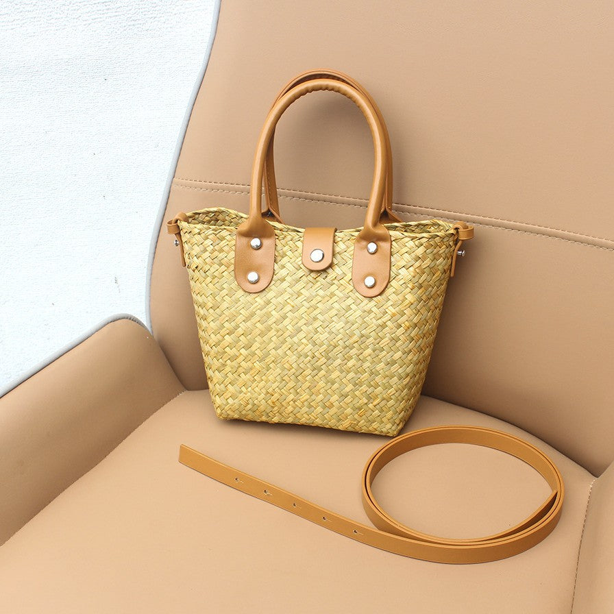 Woven Straw Mini Square Crossbody Bag