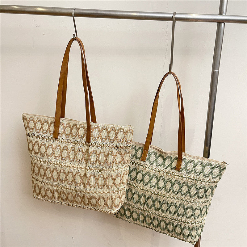 Women Trendy Woven Shoulder Large Tote Beach 2026 New Commute Straw Bag