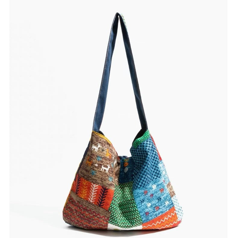 Bohemian Retro Collage Double-Sided Canvas Bag For Women