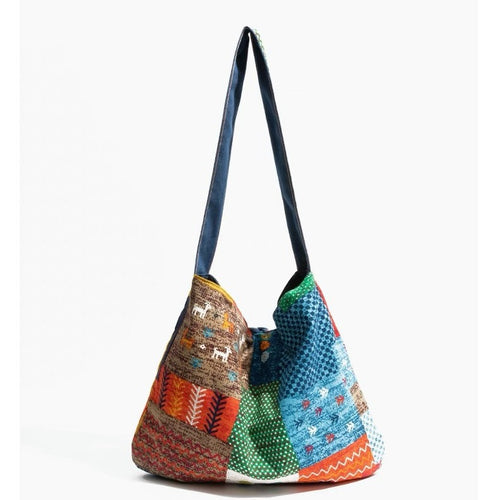 Bohemian Retro Collage Double-Sided Canvas Bag For Women
