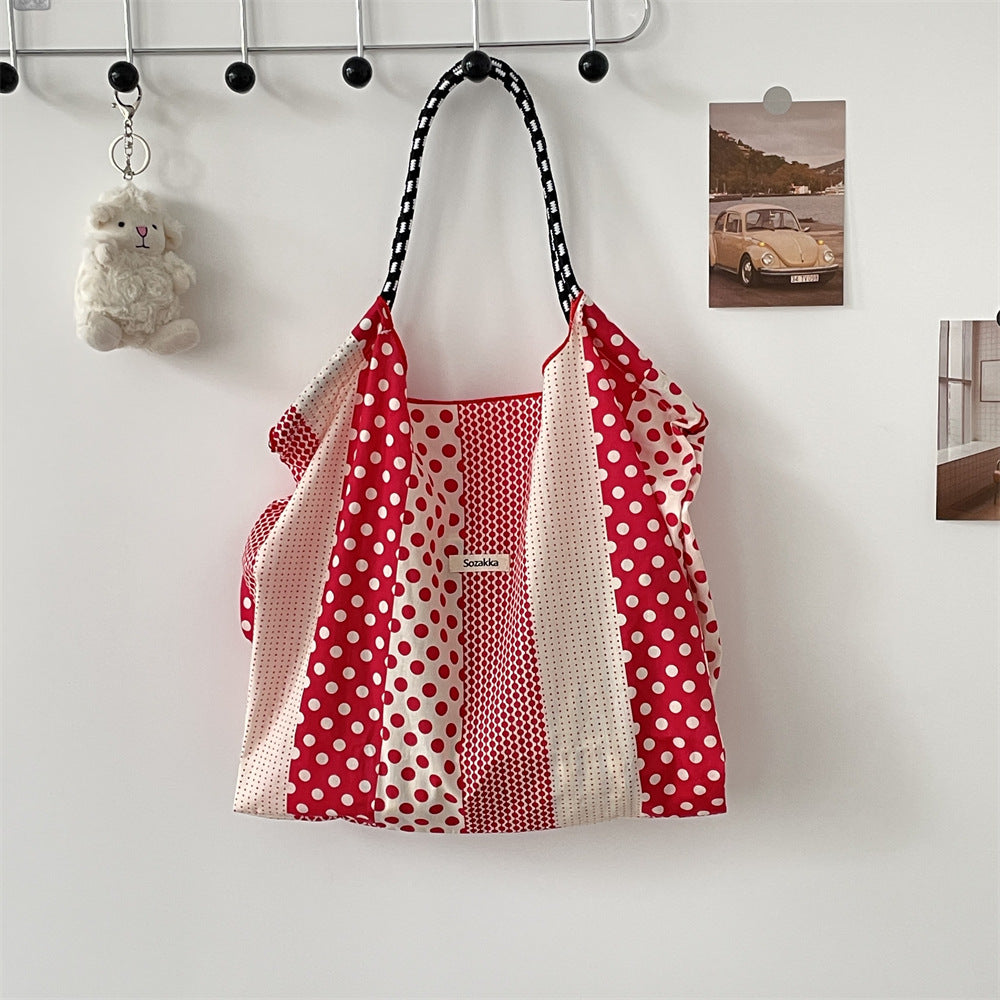 Korean Large Capacity Drawstring Floral Tote Bag