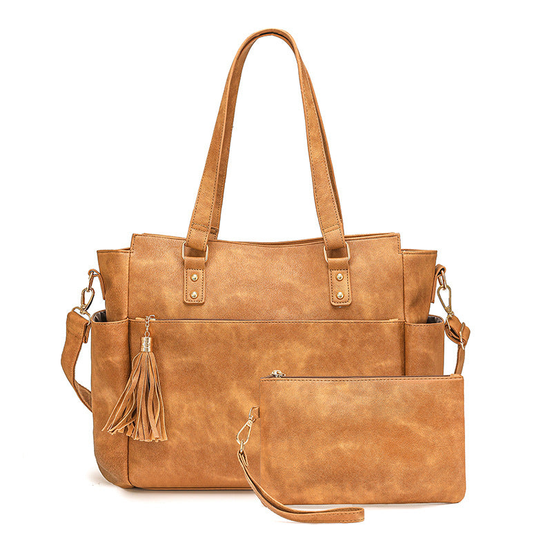 Women Fashion Laptop Briefcase Large Tassel Zipper Set Bag
