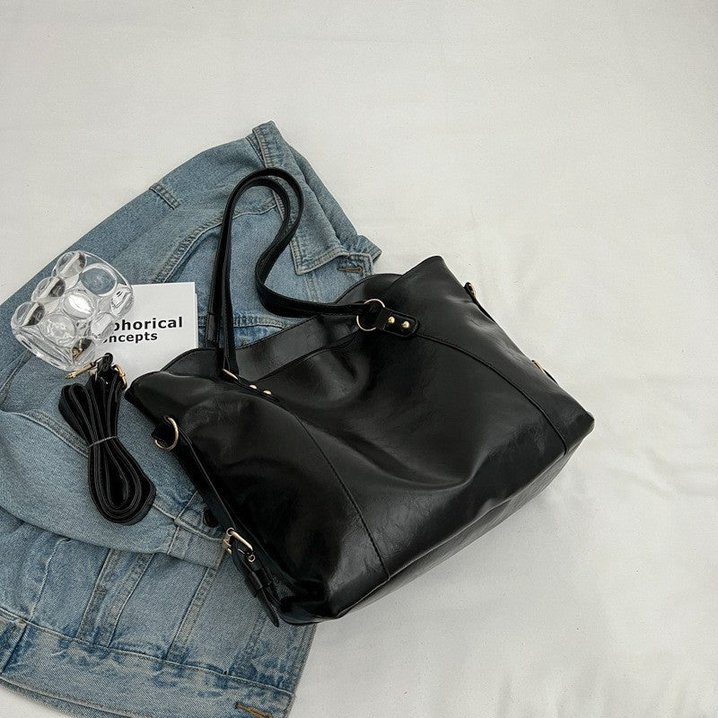 Vintage PU Leather Large Capacity Shoulder Handbag Tote Bag