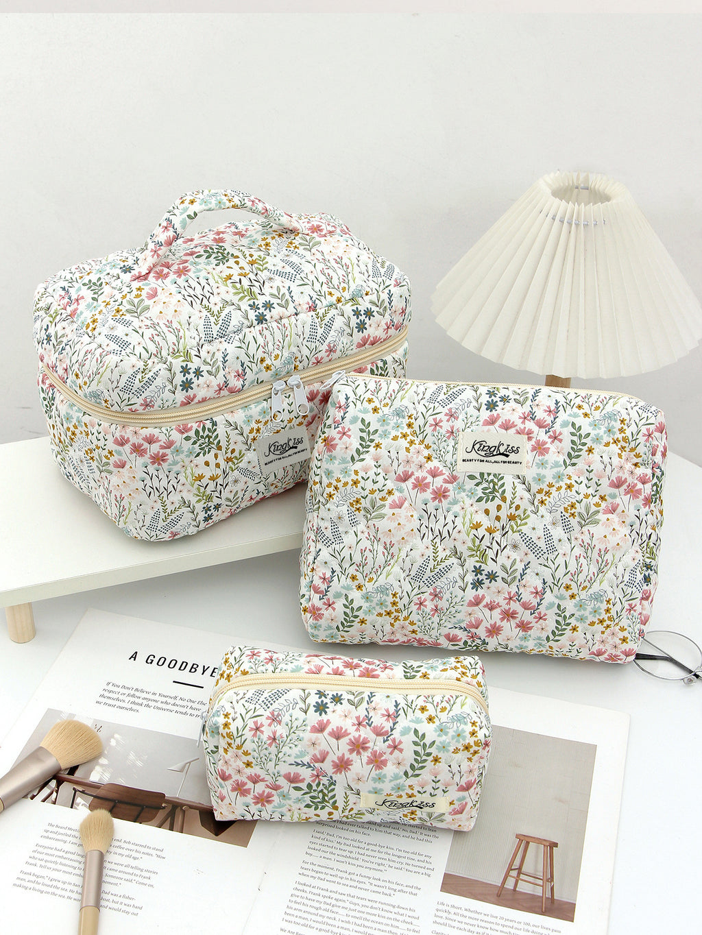 Floral Ins Quilted Cotton Cosmetic Bag