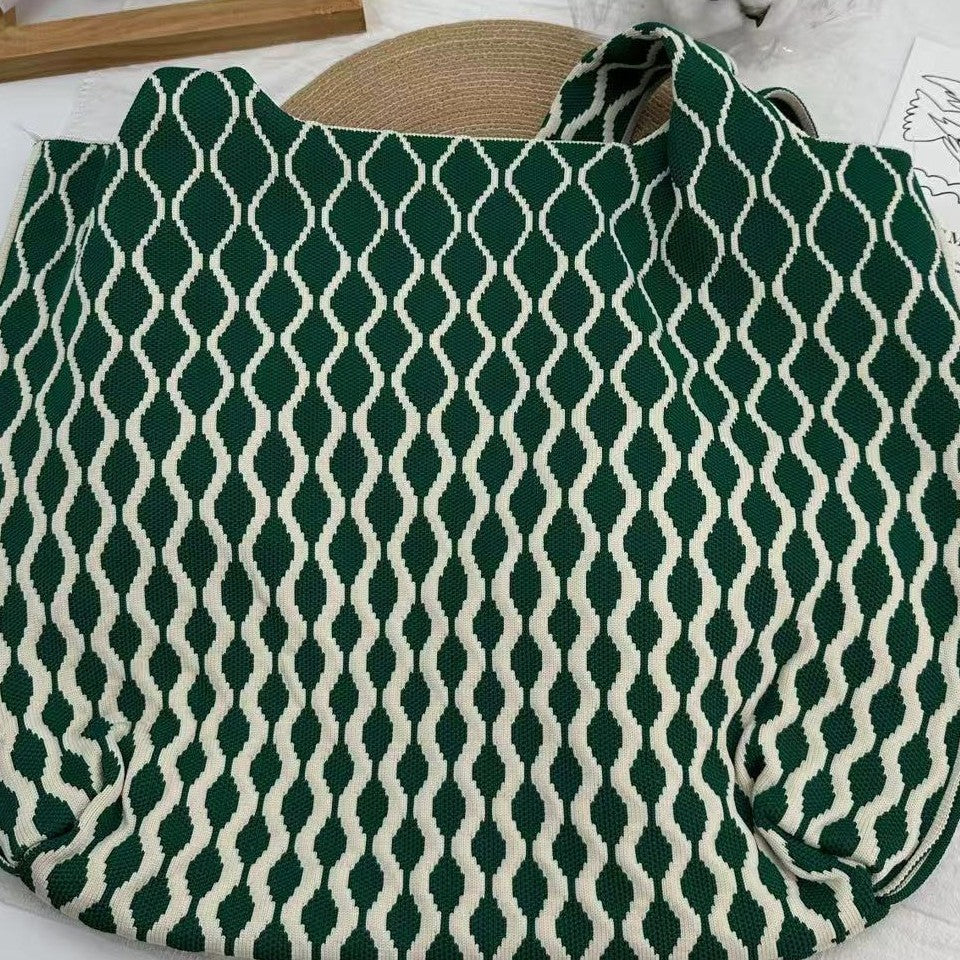 Shoulder Bags, Bucket Bags, Large-Capacity Knit Bags, Tote Bags, Woven Handbags, Women's Bags, Organized, Ombré, Versatile, Fashionable