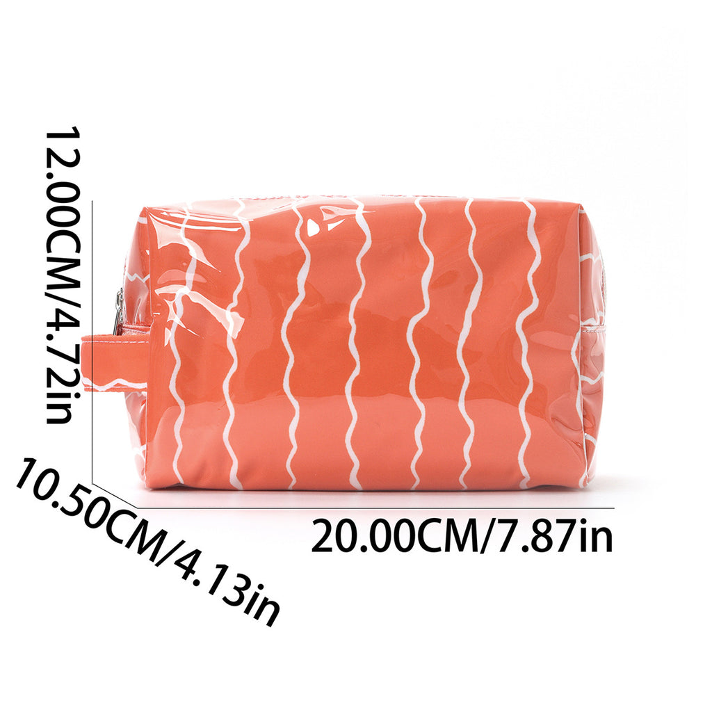 Glossy Waterproof PVC Wave Pattern Cosmetic Travel Bag