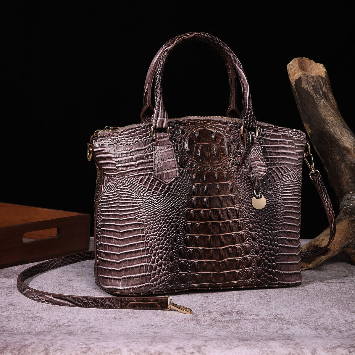 Portable Crossbody Retro Multi-Color Crocodile Pattern Bag