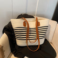 Women New Trendy Woven Beach Large Shoulder Tote Handheld Bag