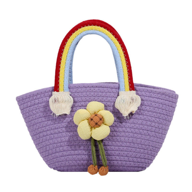 Rainbow Cotton Rope Braided Handbag