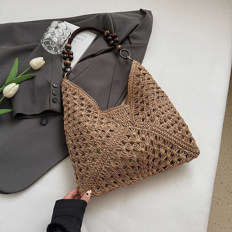 Women Large Woven 2026 New Summer Beach Straw Shoulder Tote Bag