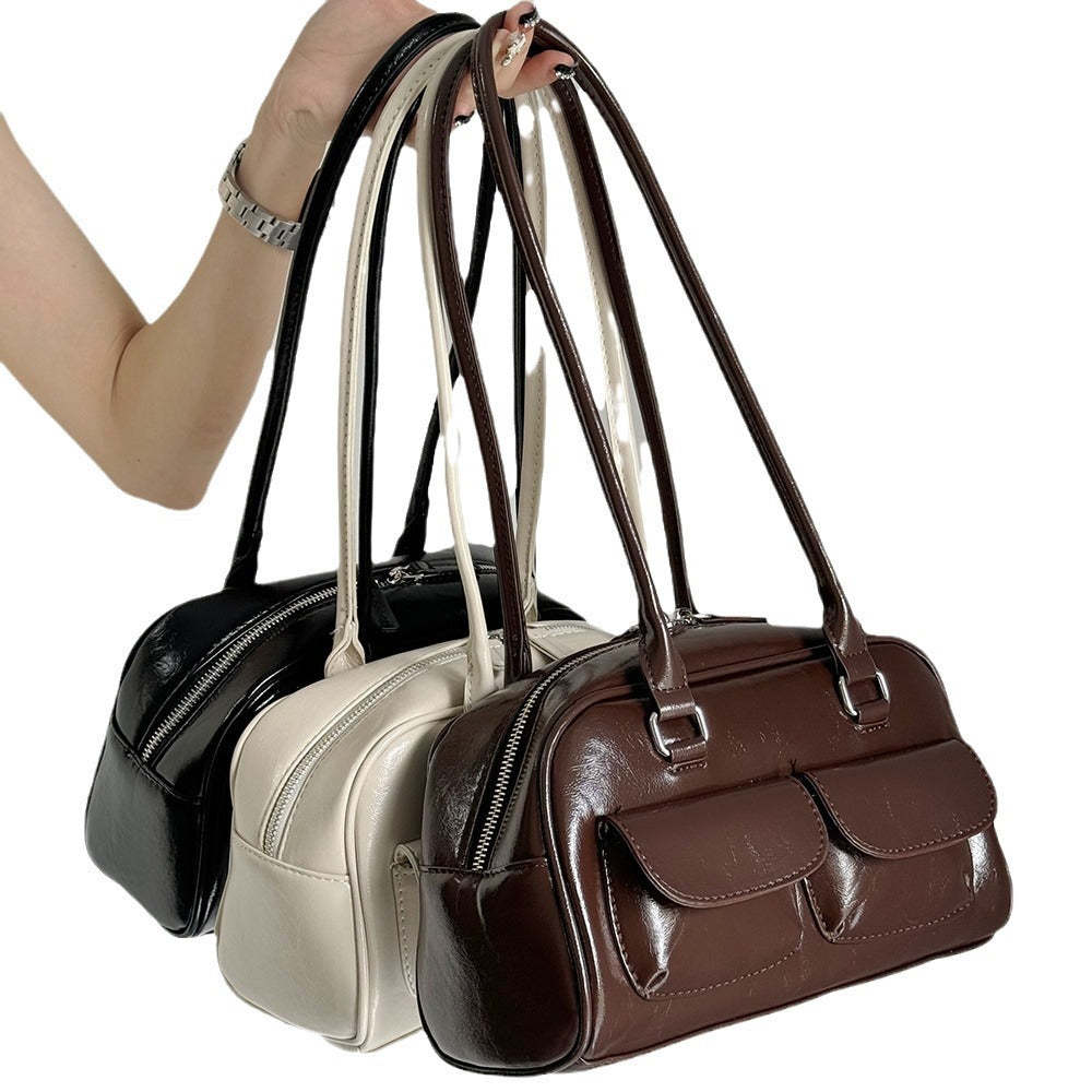 Retro Niche Design Large Capacity Pocket Bowling Armpit Handbag