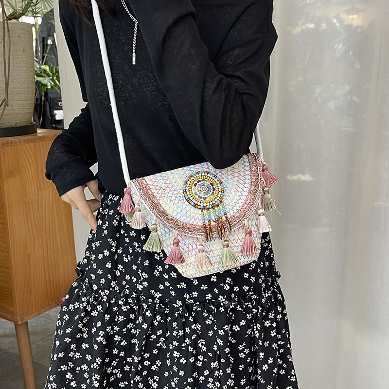 Ethnic Bohemian Woven Trend Versatile Saddle Crossbody Women Bag