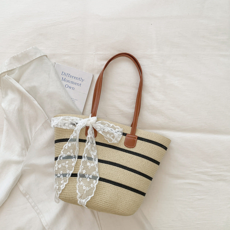 Women Straw Large New Unique Beach Woven Commute Tote Bag