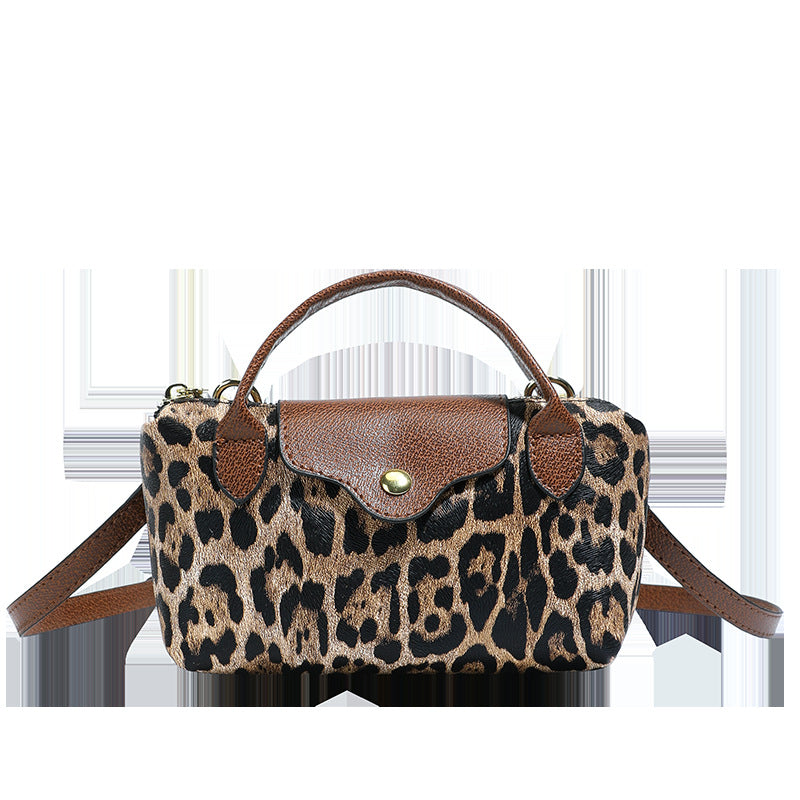Mini Leopard Print Boston Snap Flap Bag