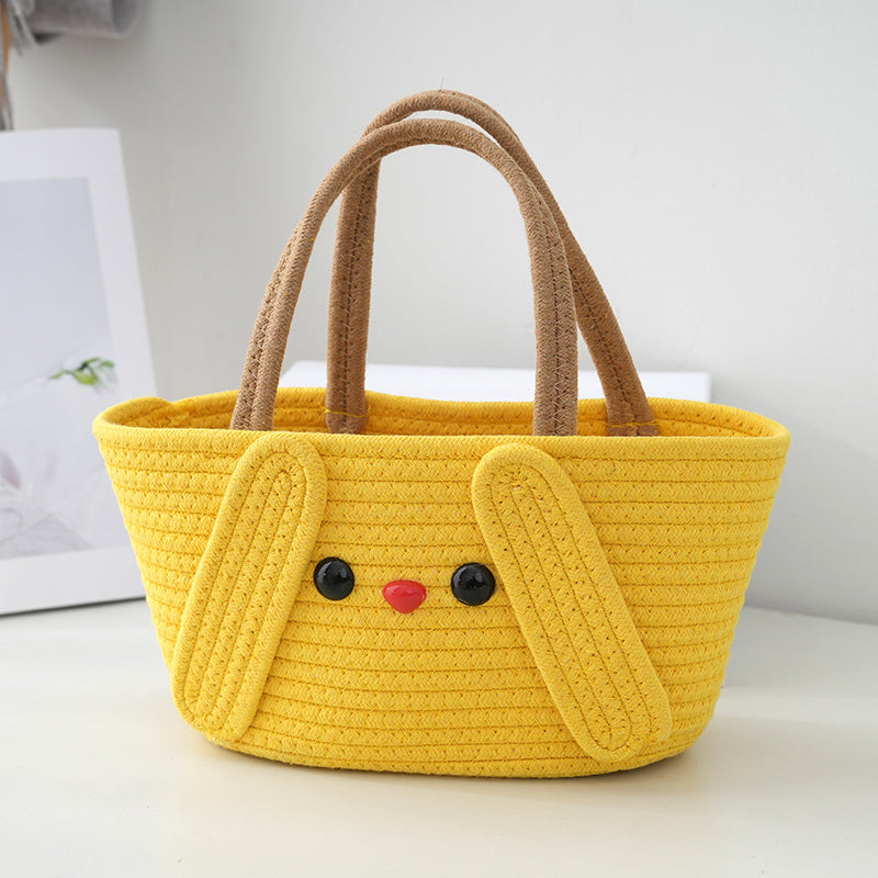 Cartoon Cotton Rope Woven Tote Bag