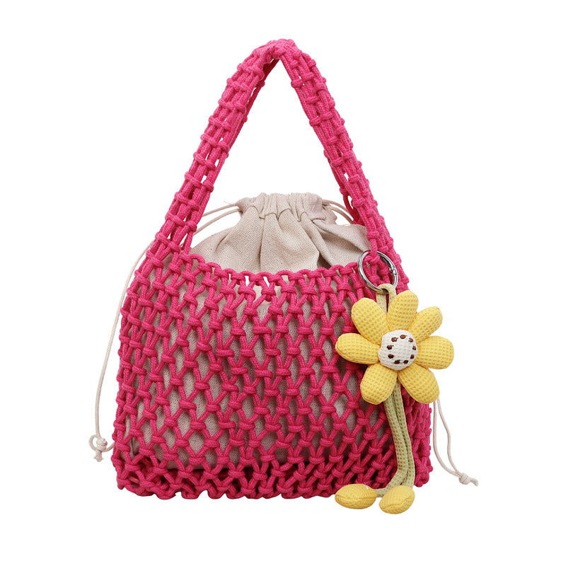 2026 New Korean Unique Hollow Mesh Wristlet Fashion Beach Handbag