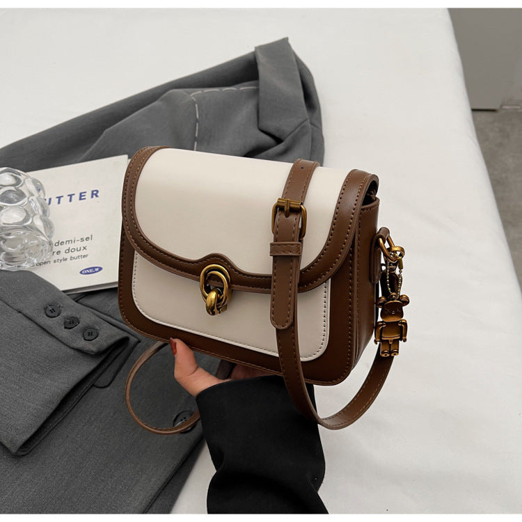 PU Leather Flap Crossbody Bag with Metal Clasp