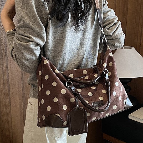 Retro Polka Dot Carryall with Strap
