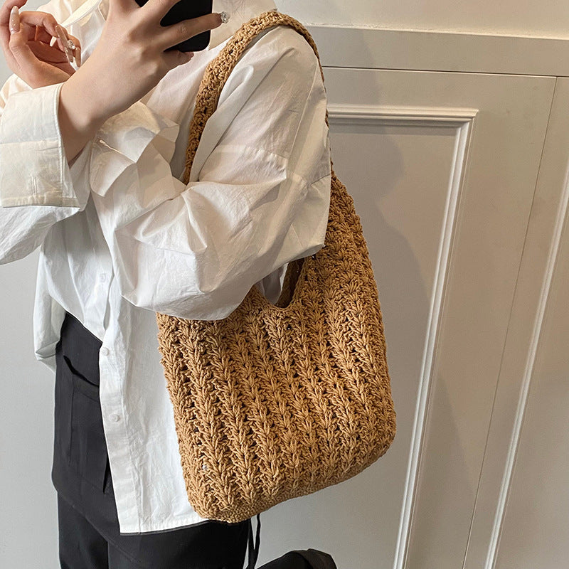 Women Cotton Rope Woven Hobo Purse Crochet Shoulder Bag