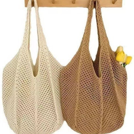 Large Capacity Knit Crochet Mesh Shoulder Beach Tote Bag