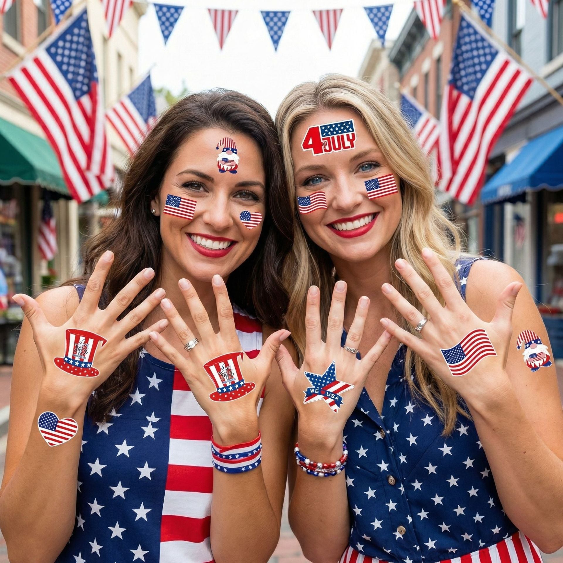 Independence Day USA 250th Flag Love Face Sticker