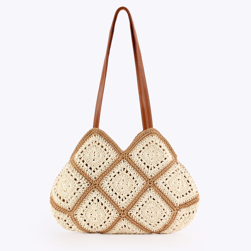 Boho Hand-Crocheted Cotton Patchwork Granny Square Shoulder Bag