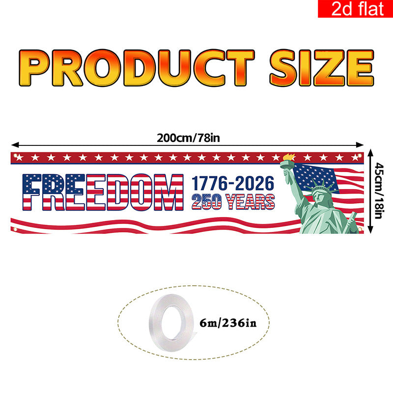 Independence Day 250th Anniversary Hanging Flag Banner