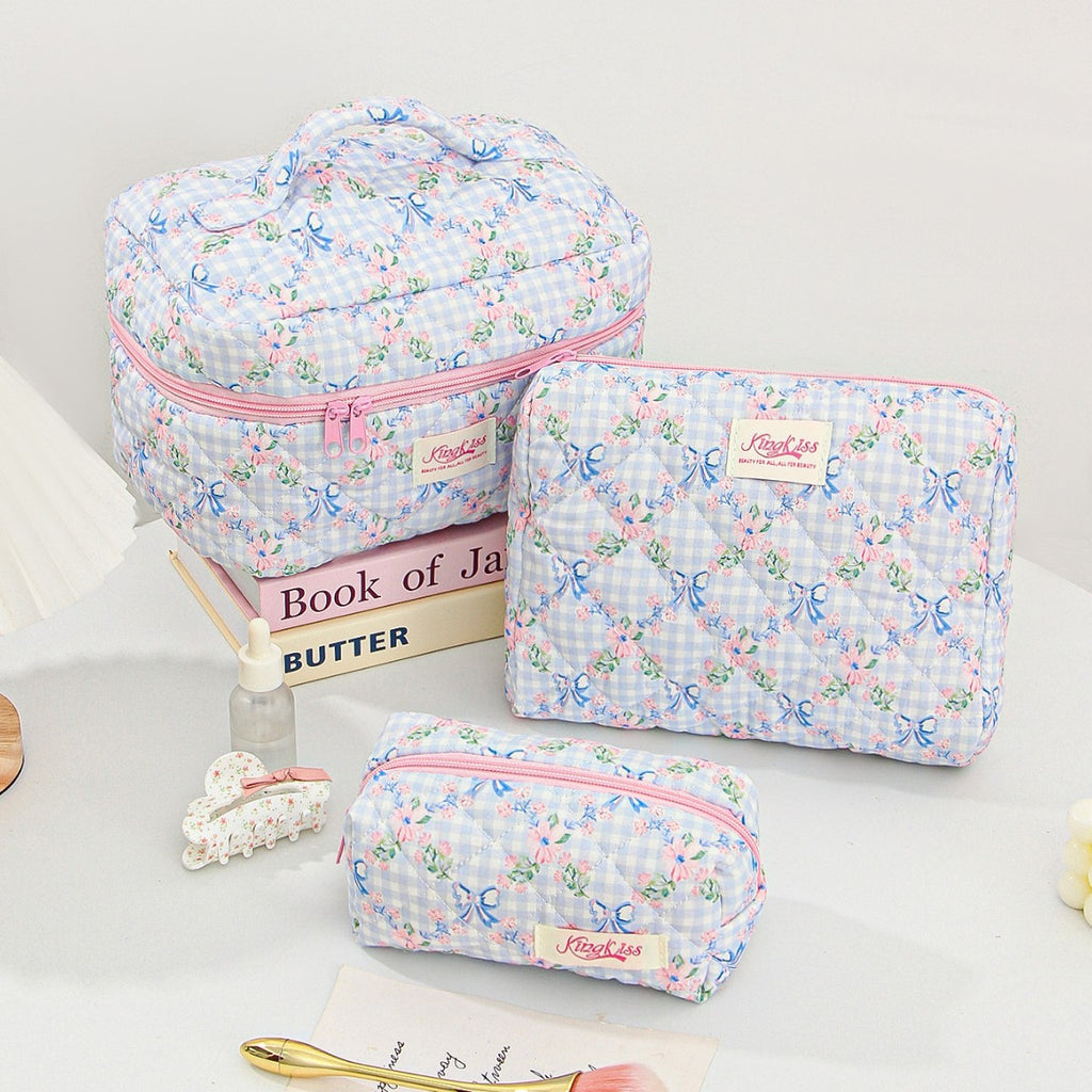 Canvas Striped Octagonal Large-Capacity Toiletry Bag