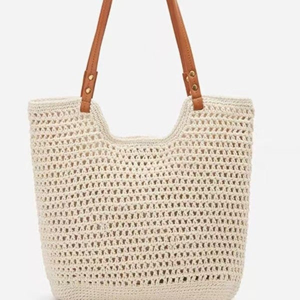 Lightweight Fishnet Knitted Shoulder Tote Bag