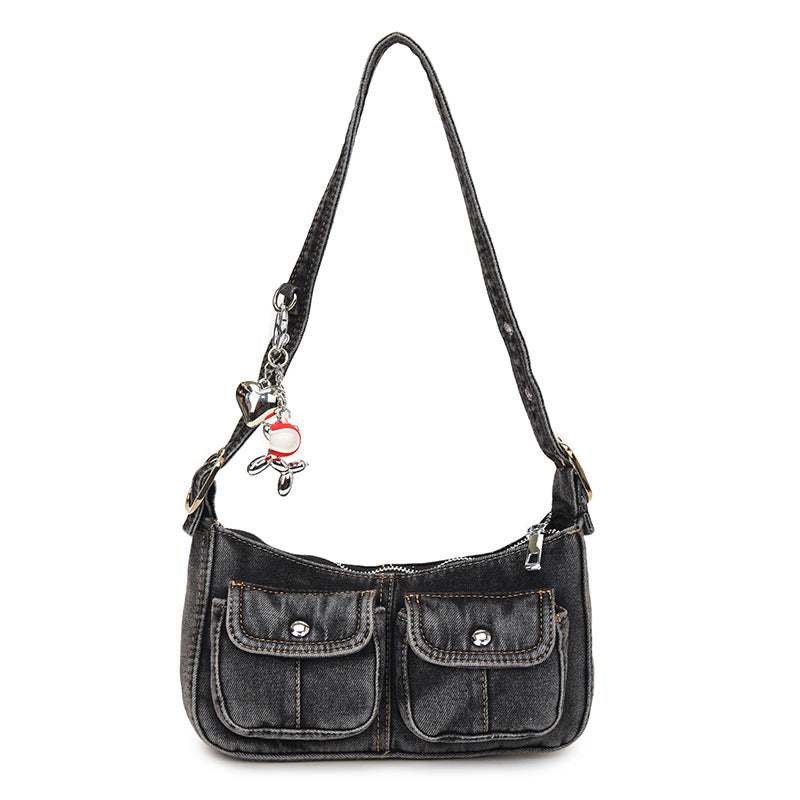 2026 Spring Denim Bag, Fashion Versatile Baguette Armpit Shoulder Bag