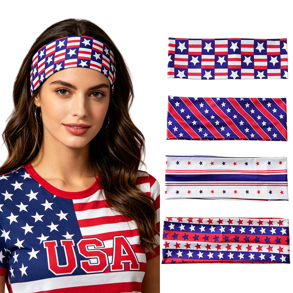 Independence Day Star Stripes High Elastic Sports Headband