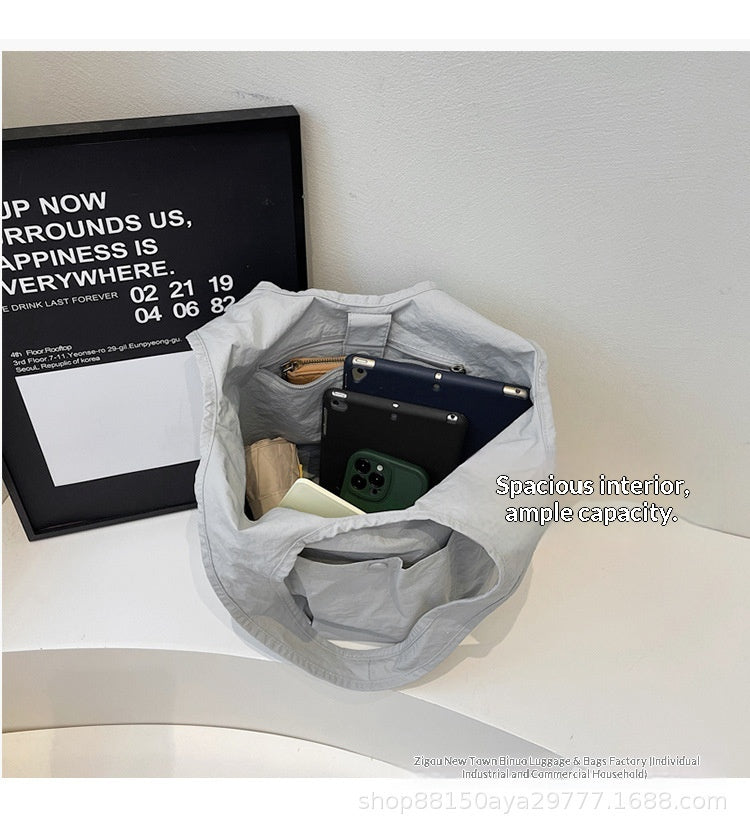 2026 Solid Large Capacity Multi-Pocket Shoulder Tote Bag