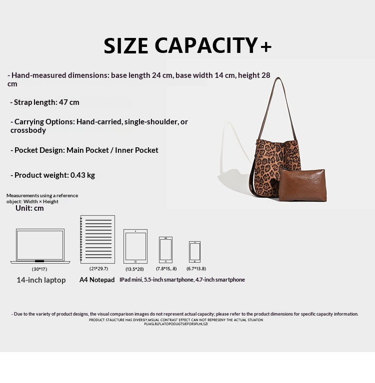 Leopard Print Bucket Shoulder Handbag Tote Bag