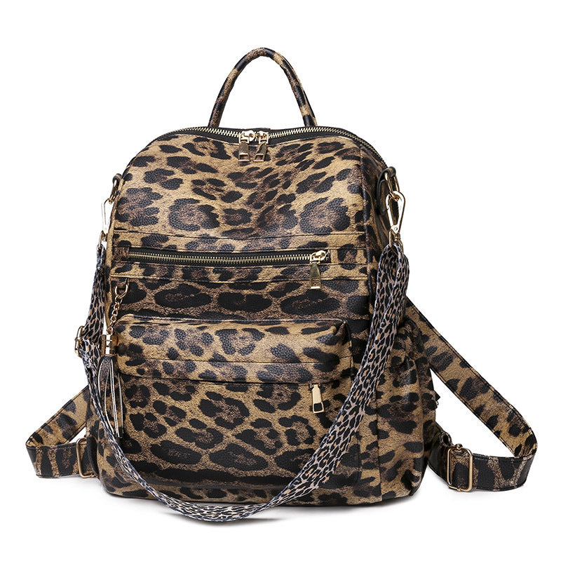 Women Large Trendy Vintage Soft Leather Convertible Shoulder Backpack