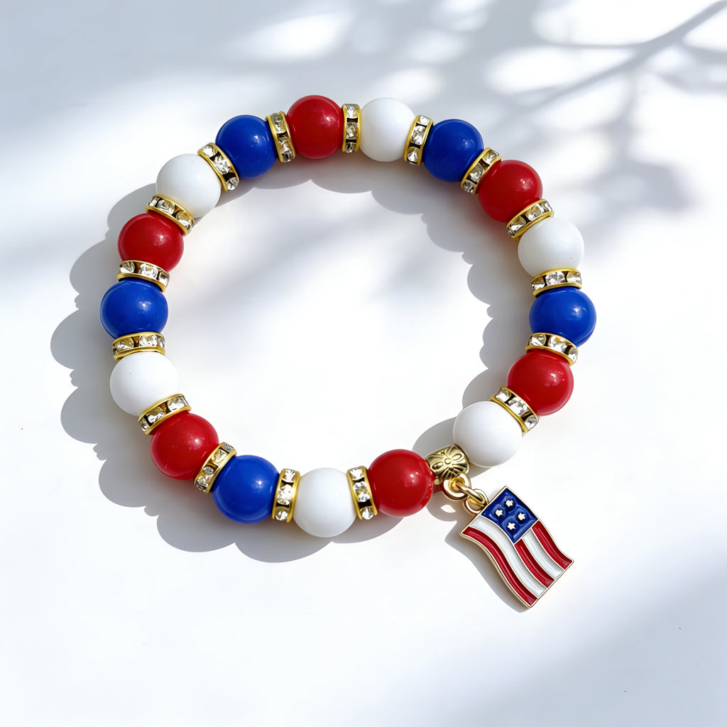 Independence Day Beaded Flag Color Bracelet