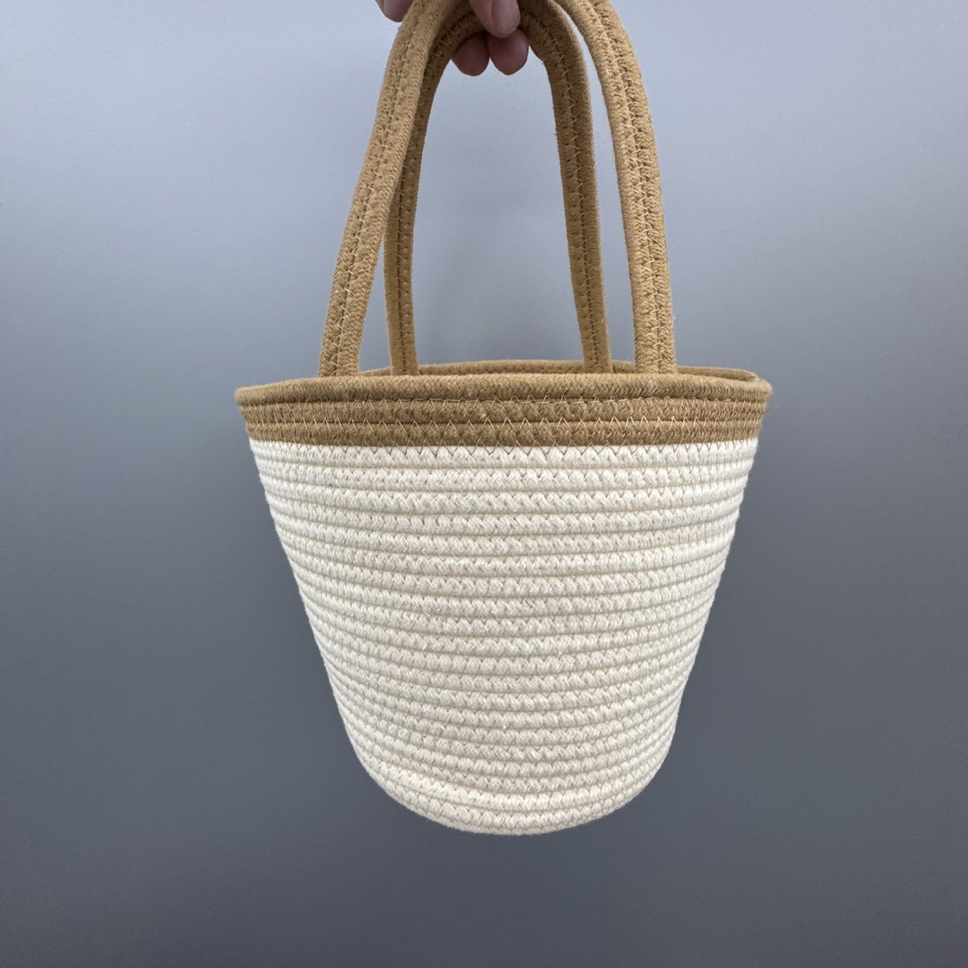 Cartoon Woven Portable Gift Basket Cotton Rope Bag