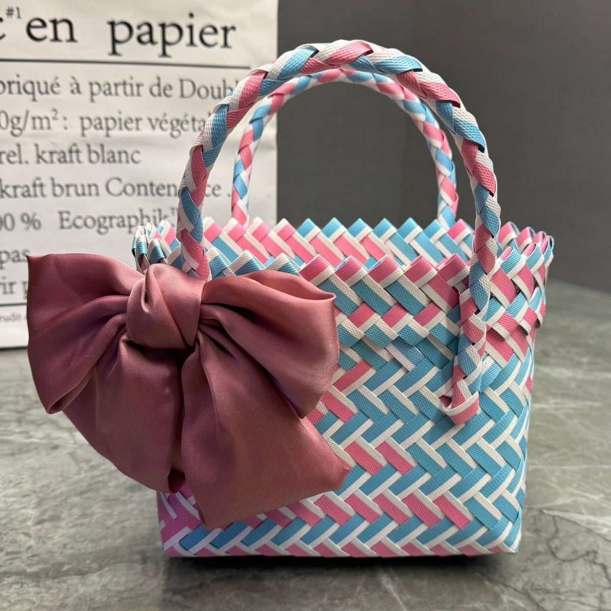 Plastic Woven Beach Basket Bag