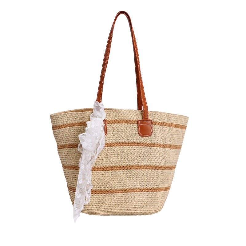 Women Straw Large New Unique Beach Woven Commute Tote Bag