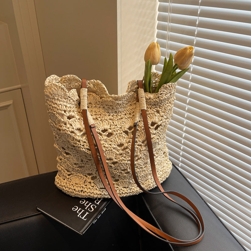 Women 2026 New Forest Crochet Shoulder Artistic Handheld Straw Beach Bag