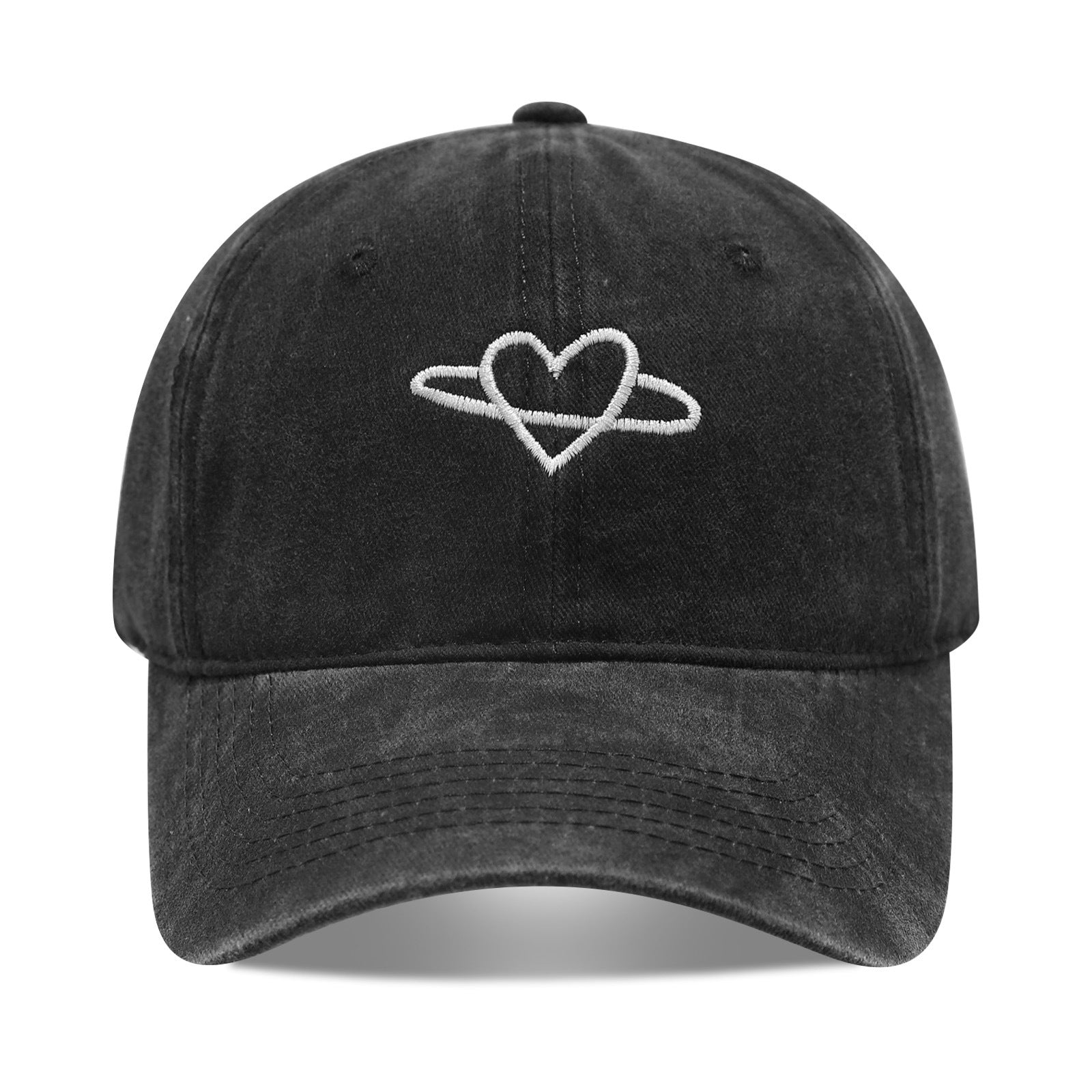 Literary Retro Embroidered Love Soft Peaked Cap