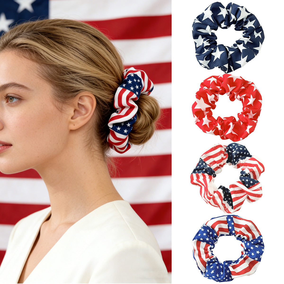 Independence Day American Flag Scrunchie