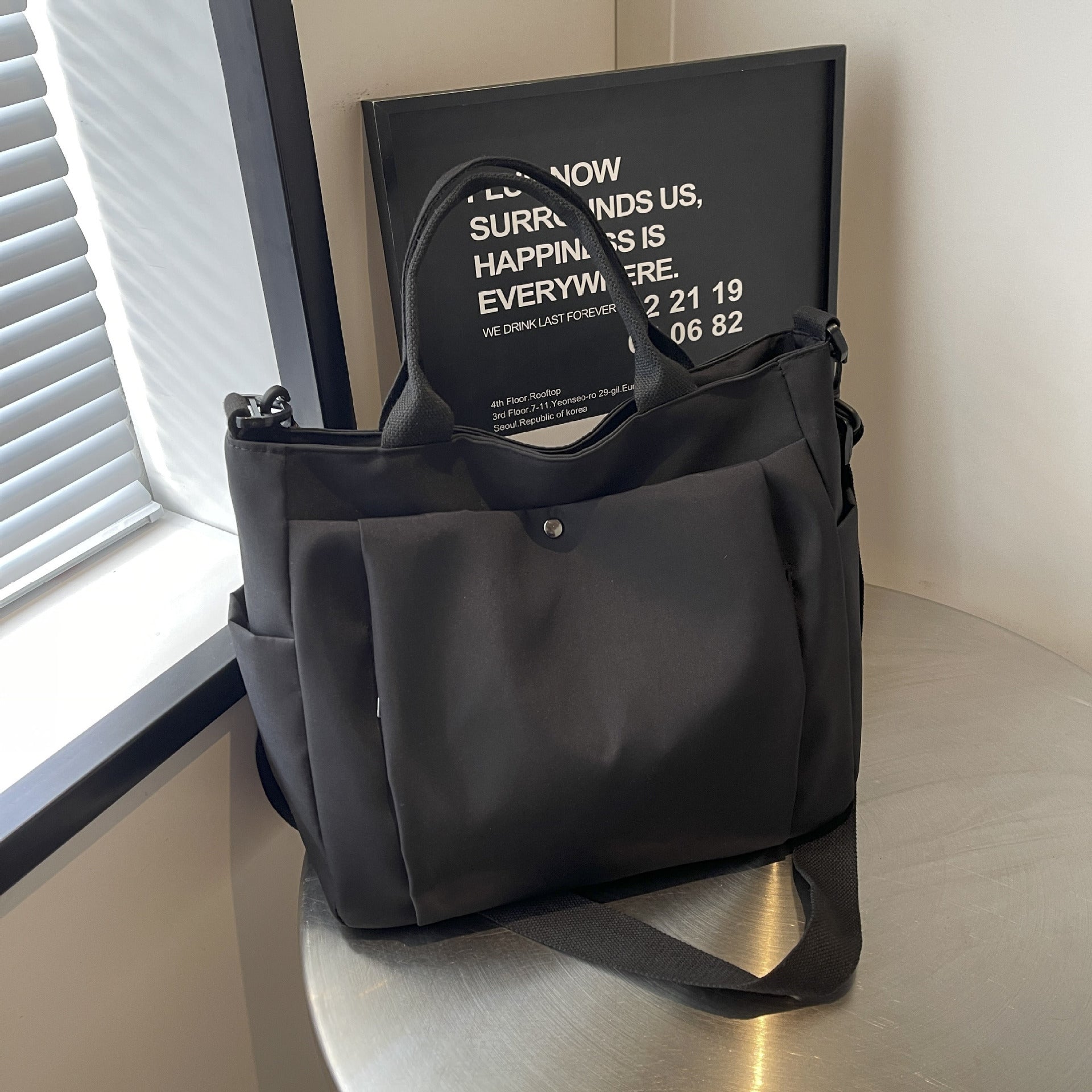 Large-Capacity Multi-Pocket Convertible Nylon Shoulder Tote Bag