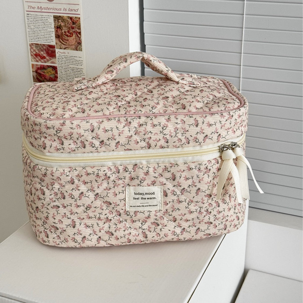 Corduroy All-Over Floral Cosmetic Bag