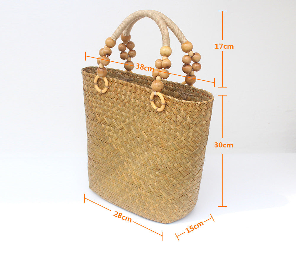 Large Capacity Seagrass Woven Commuter Tote Bag