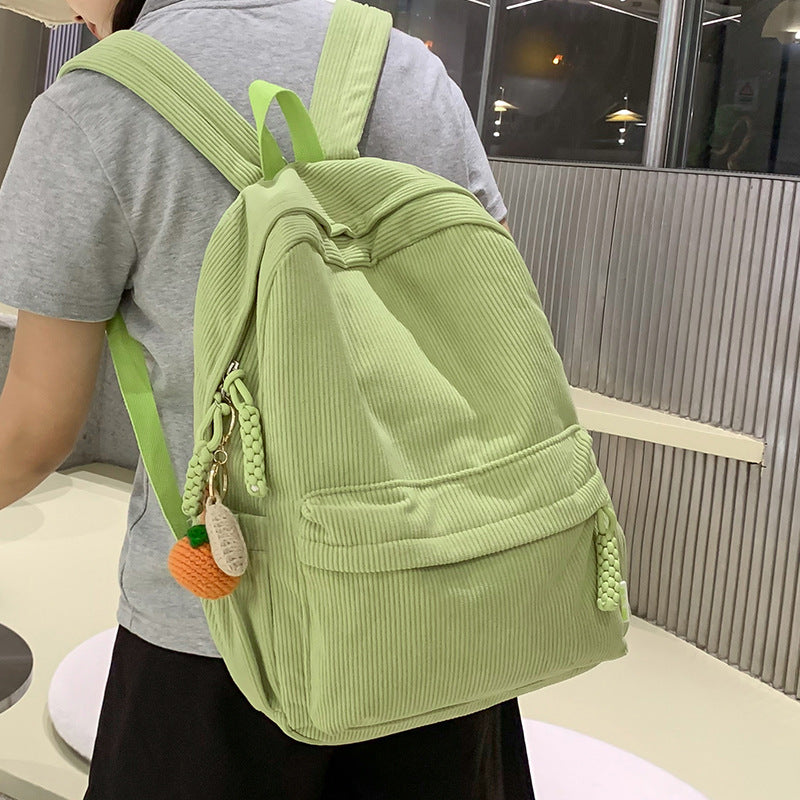 Women 2026 Corduroy Backpack, Large Capacity Student School Bag