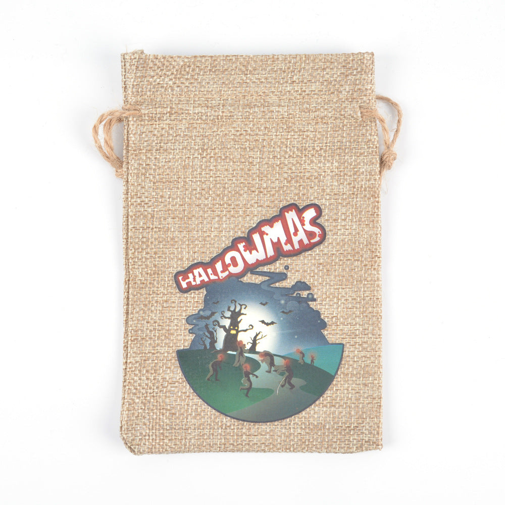 Customizable Halloween Burlap Drawstring Gift Bags