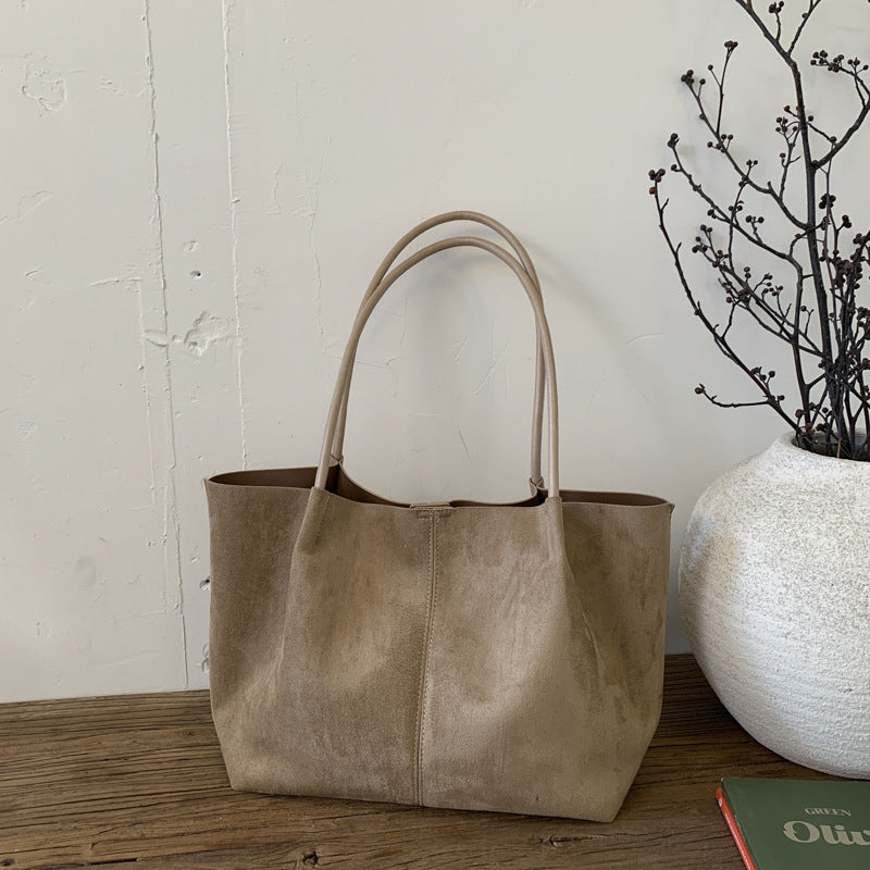 Women Fall New Suede Large 2026 Korean Casual Shoulder Tote Bag