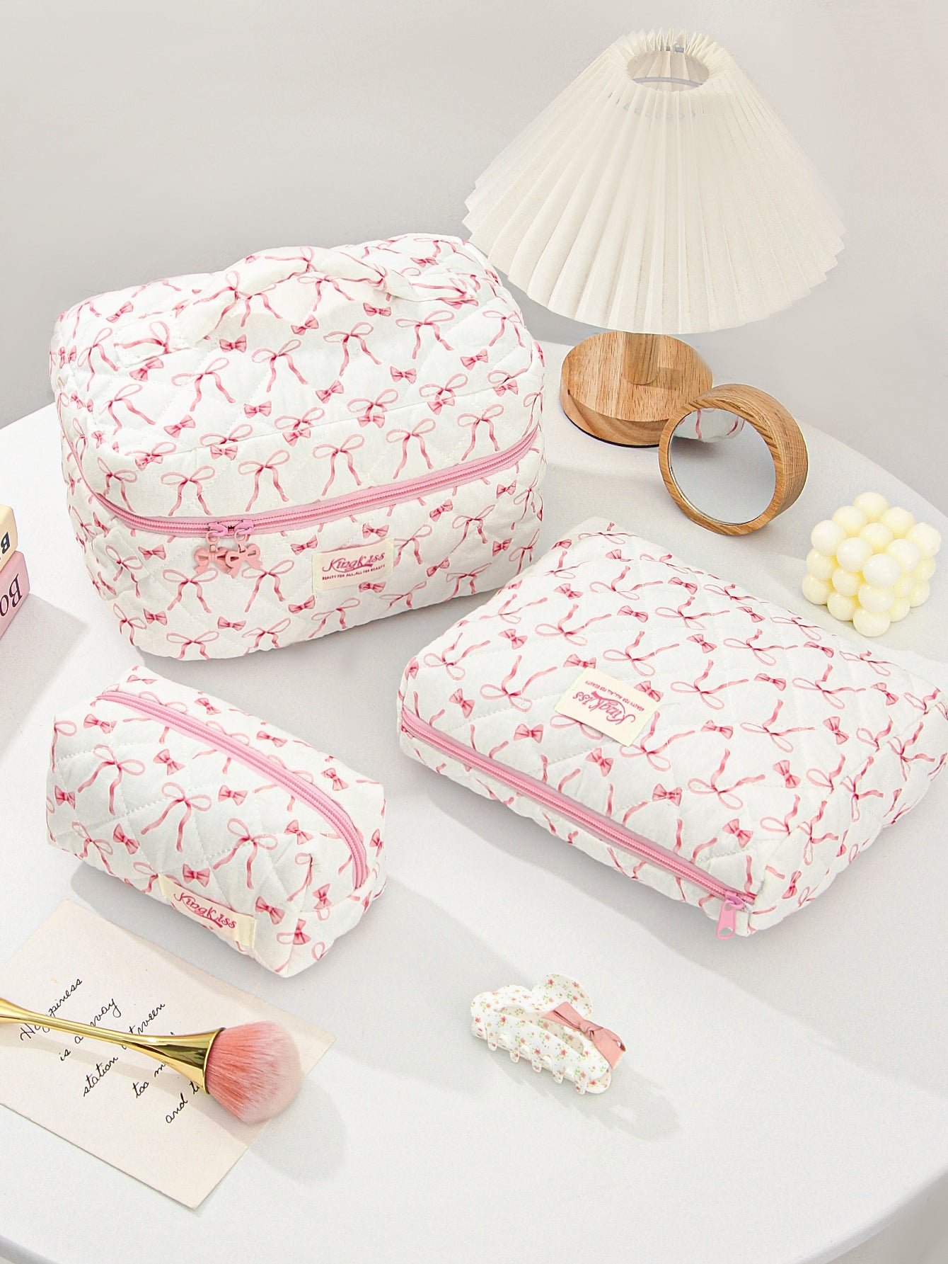 Canvas Striped Octagonal Large-Capacity Toiletry Bag